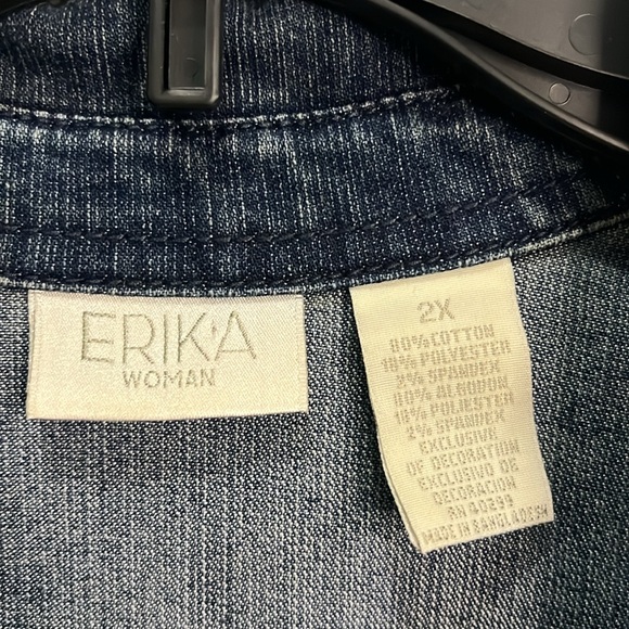 Erika Woman denim embroidered top vintage size 2X - Picture 4 of 5